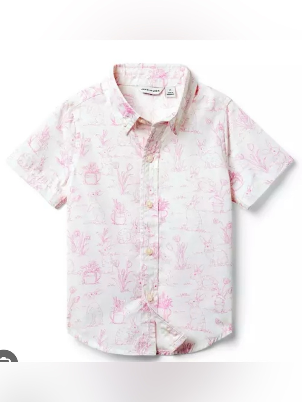 Janie and Jack Bunny Toile Style White and Pink button down shirt